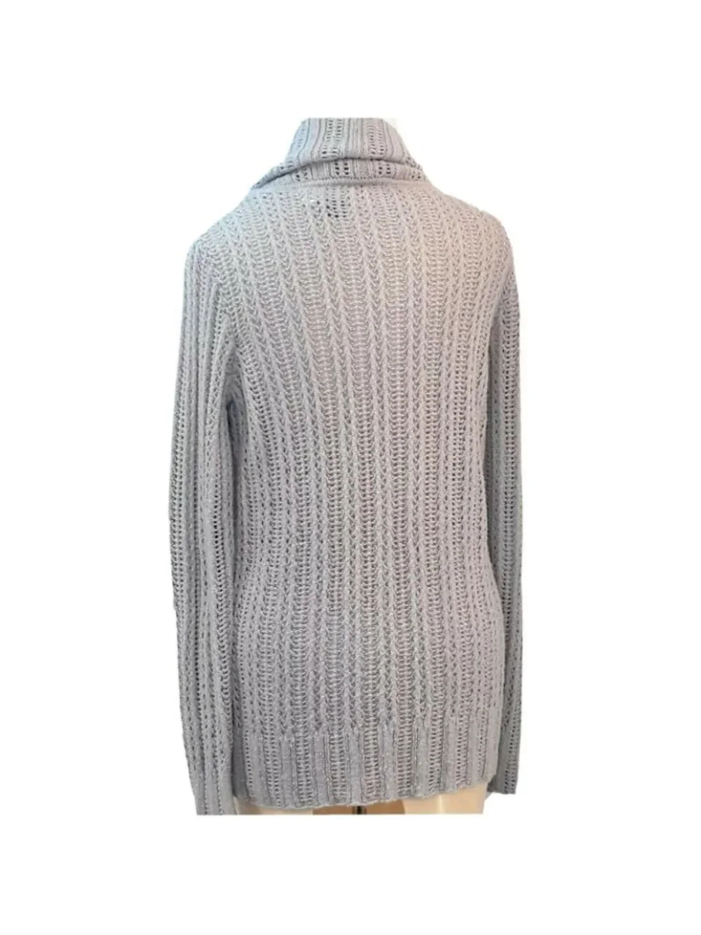 Axcess Gray Cable Knit Cowl Neck Sweater Womens Size Medium Long Sleeve